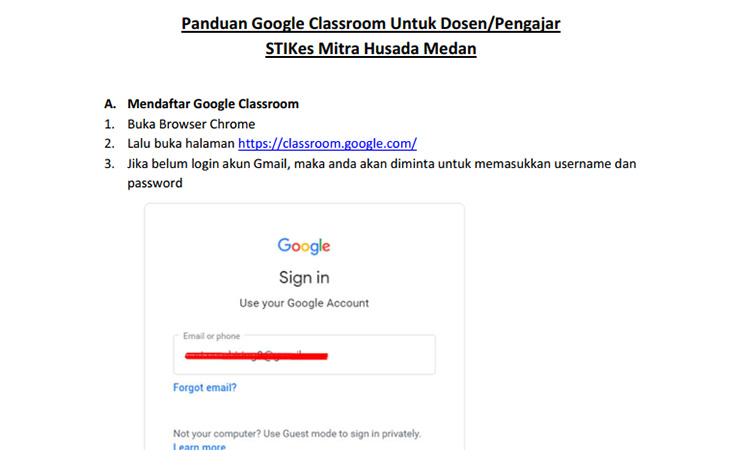 Panduan Google Clasroom untuk Dosen dan Mahasiswa STIKes Mitra Husada Medan